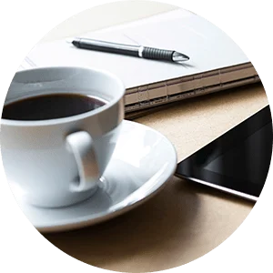 Cup of coffee and office items Cup of coffee and office items